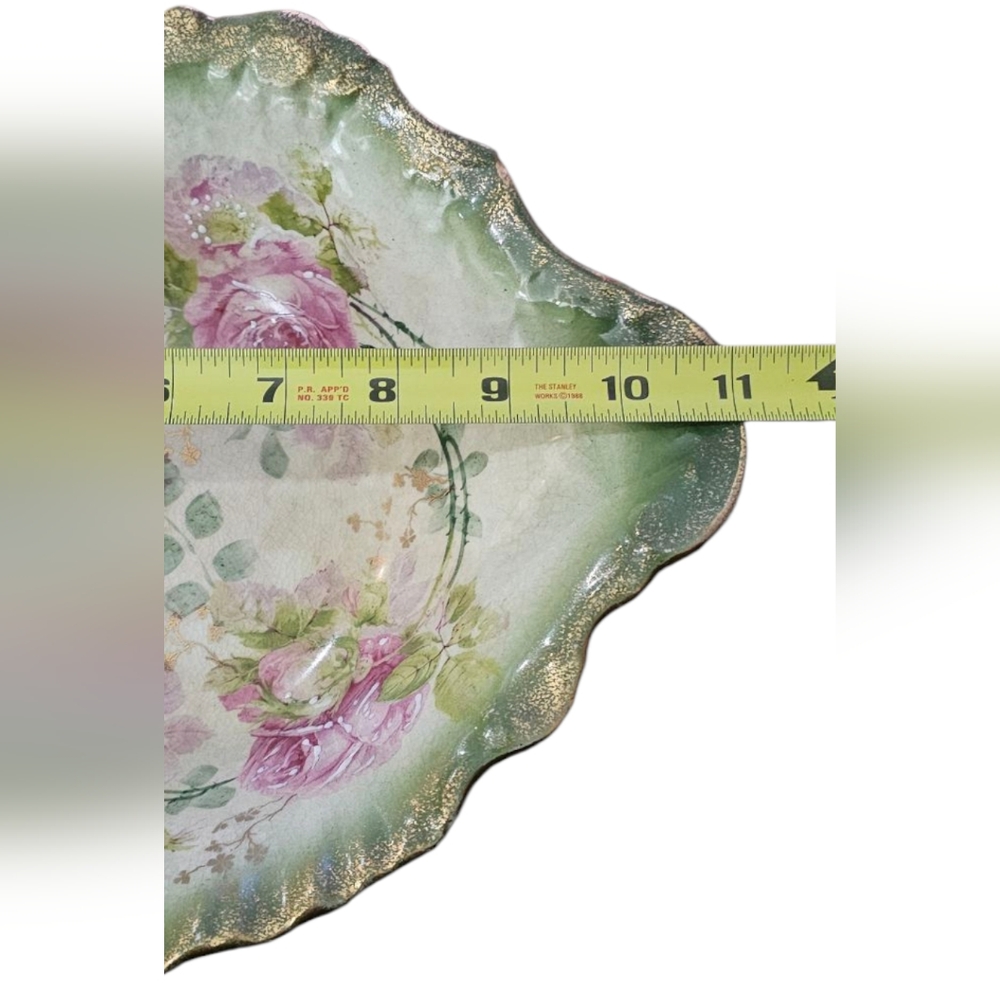Antique La Belle China Oval Shape Serving Dish Gold Edges Pink Roses Vintage - Picture 11 of 11